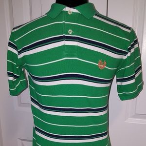 Chaps Boys Collar M Green/White Short Sleeve
